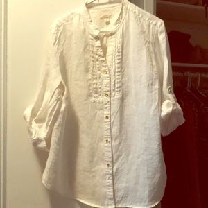Linen gold button up summer shirt